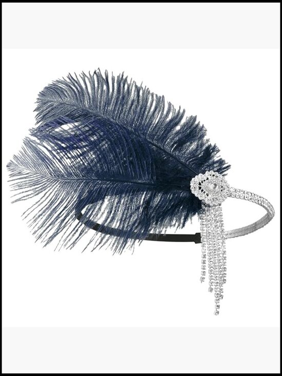 Gatsby Flapper Headband Rhinestone Tassel Roaring 20s Party Accessory Stretch main image 6
